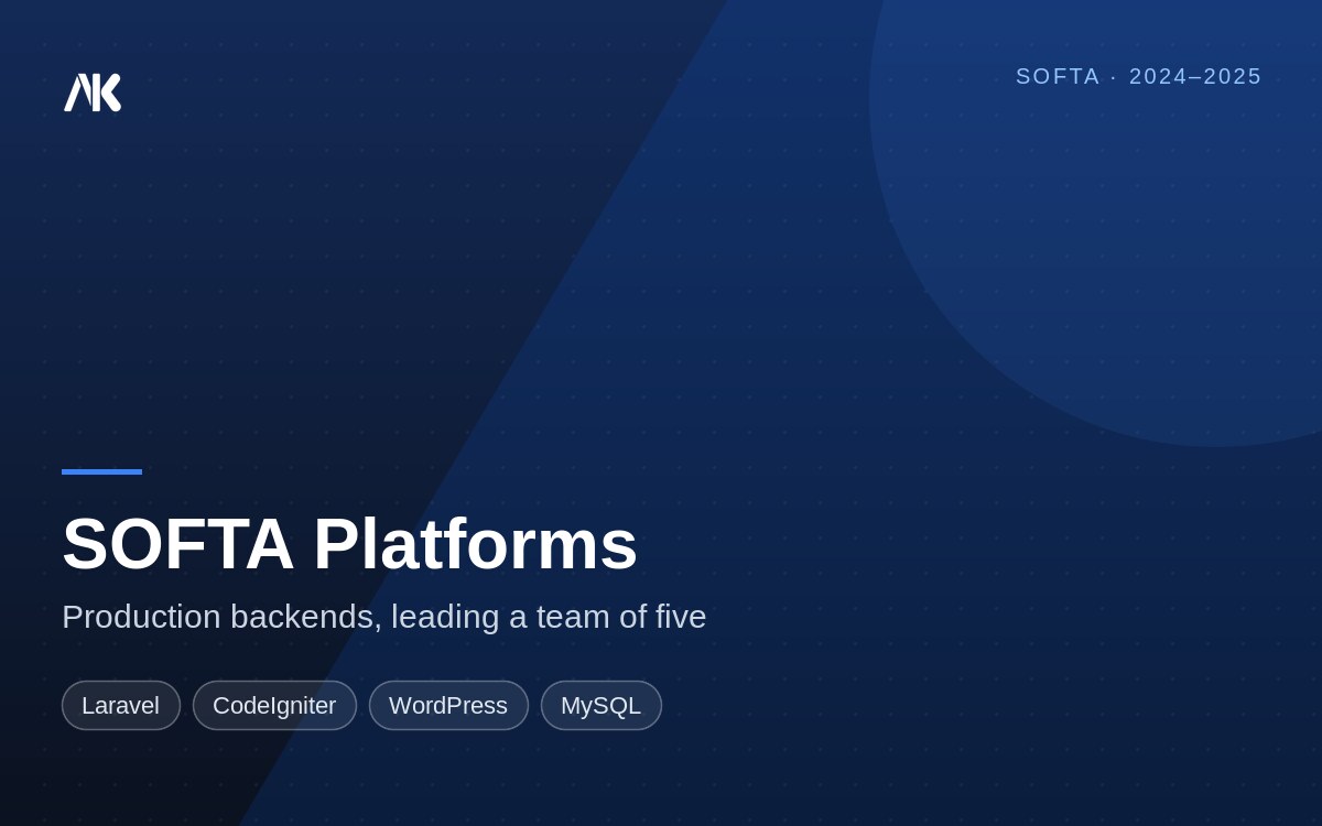 SOFTA Backend Leadership — Production Web Apps — case study cover